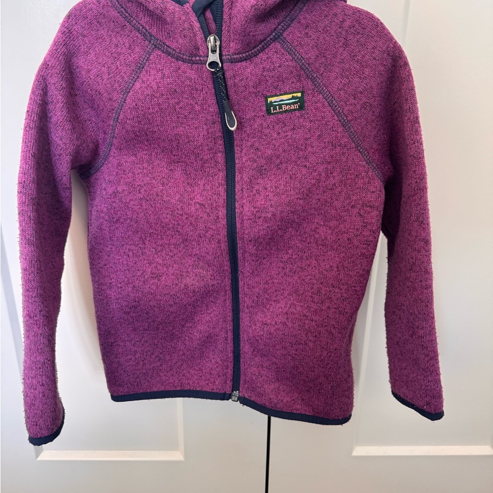 L.L. Bean Purple Fleece Zip Hoodie with Navy Trim